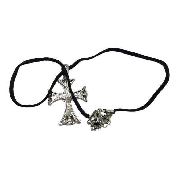 Lia Sophia Divinity Cross Blue Rhinestone Religious Christian Necklace Vintage - Picture 4 of 4